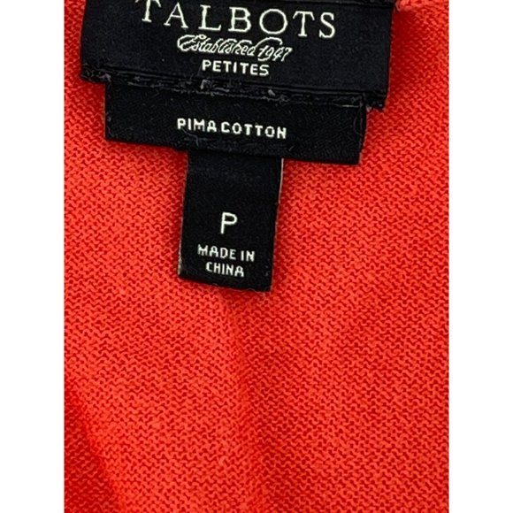 Talbots Petites Women's Orange Long Sleeve V Neck Knit Top Blouse Shirt Size PS - Picture 5 of 9